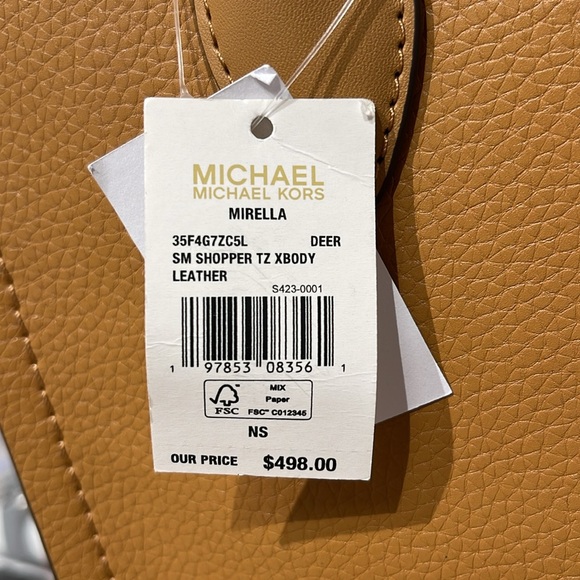 Michael Kors Mirella Small Pebbled Leather Shopper Top Zip Crossbody XBody Bag - Picture 6 of 16